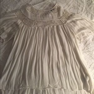 ZARA Gauze Peasant Blouse with Lace